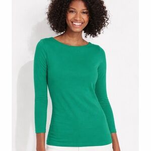 Vineyard Vines Kelly Green Boatneck 3/4 Length Sleeve Top